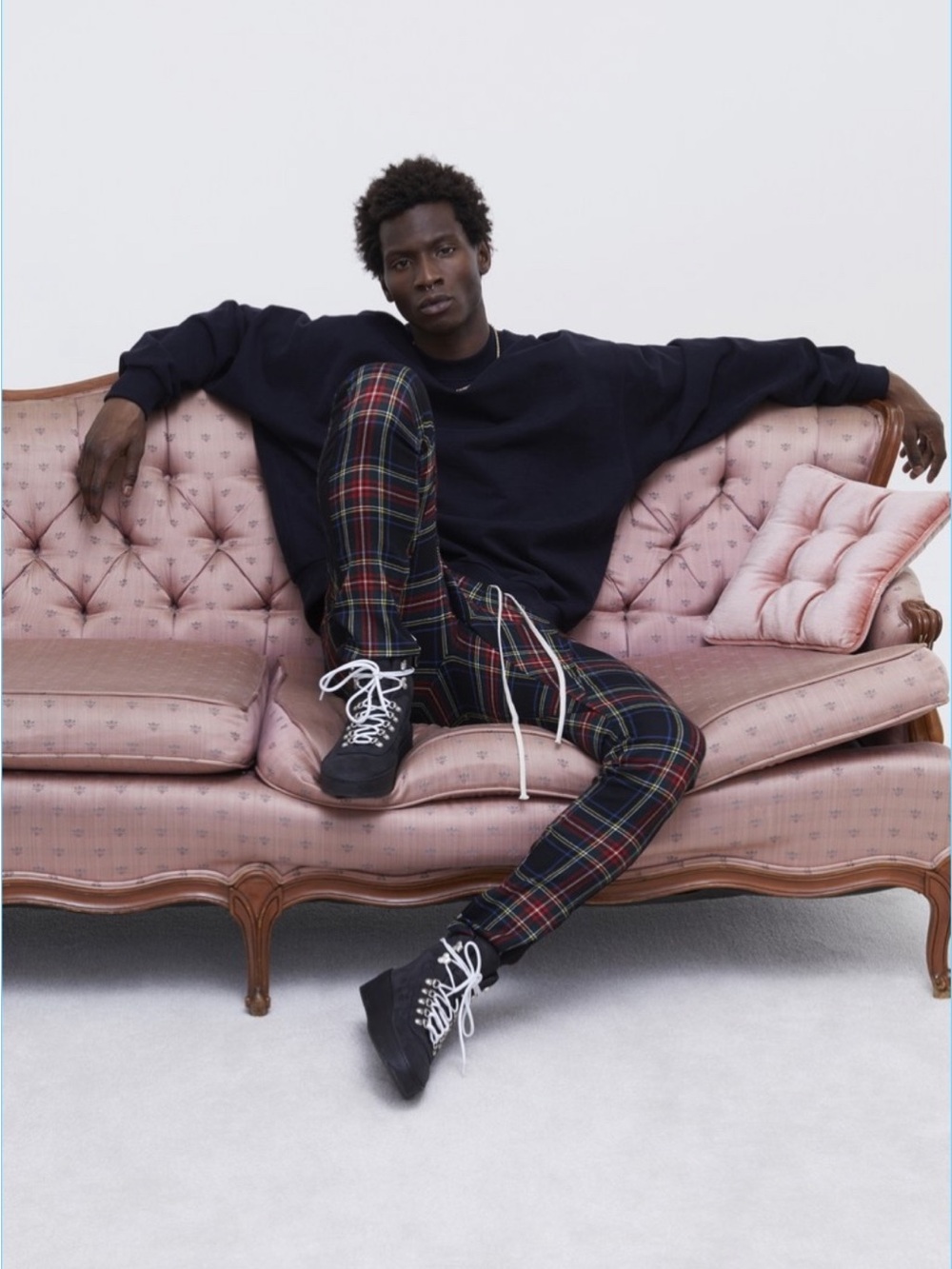 Fear of God Plaid Men's Pants in Black and Red Tartan